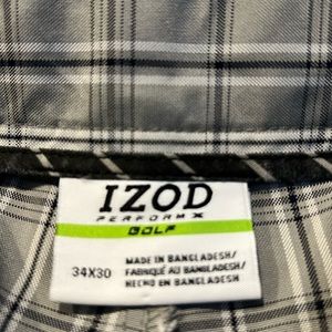 Izod Men's Gray and Black Plaid Chinos